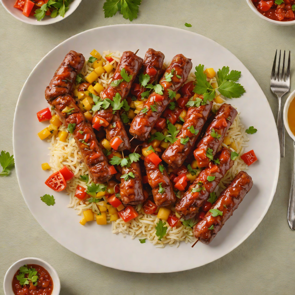 Grilled Curried Sausages with Tomato and Onion Relish