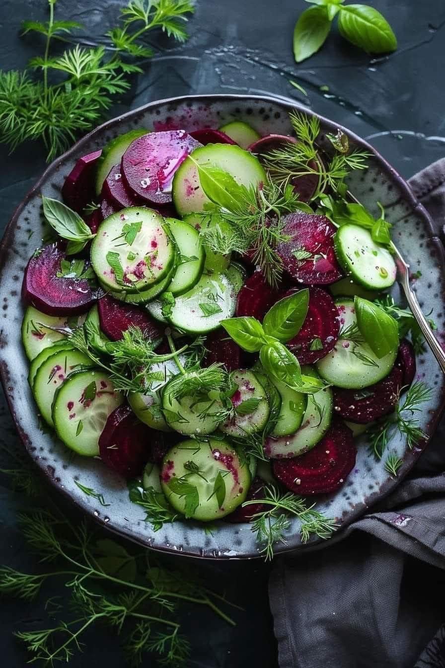 Veggie-Packed Beetroot and Warrigal Greens Salad
