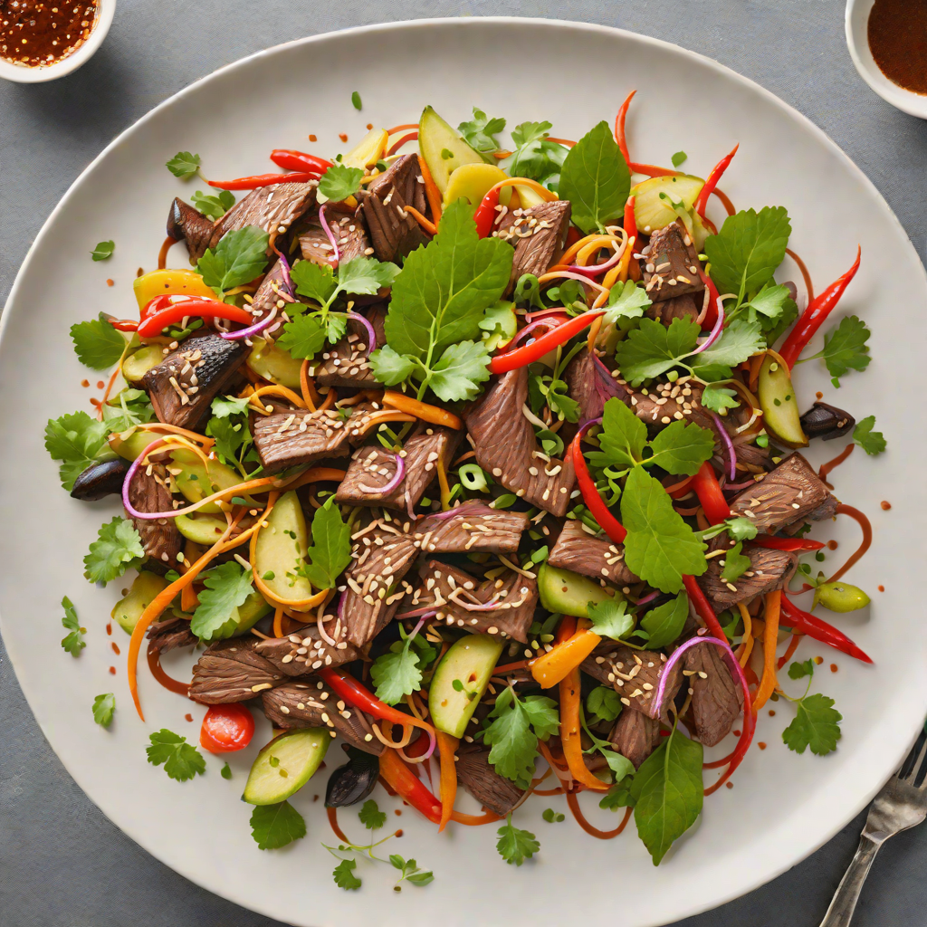 Kangaroo Stir-Fry with Kakadu Plum and Finger Lime Dressing