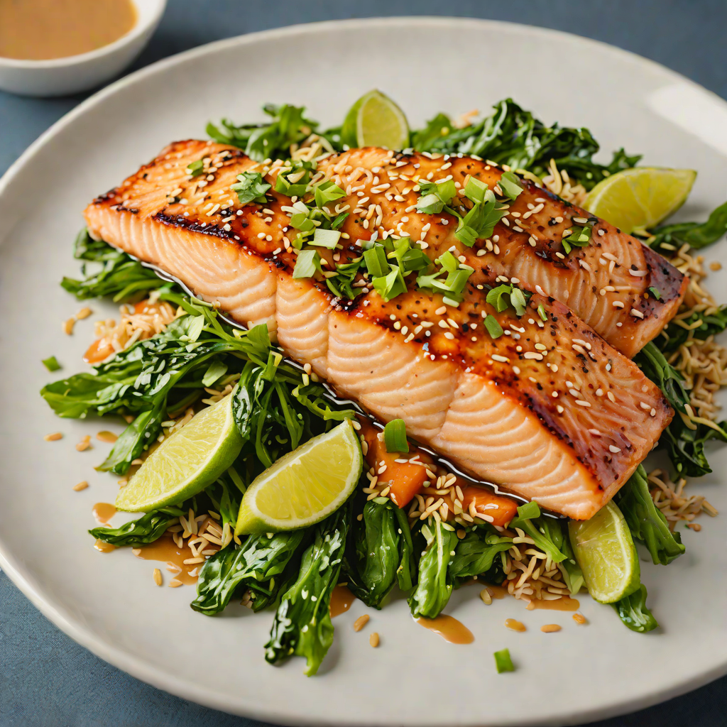 Pan-Seared Miso-Glazed Salmon with Sesame Greens