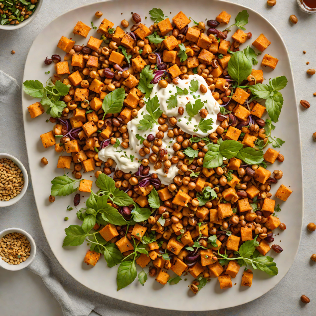 Harissa-Roasted Chickpeas and Sweet Potato Sheet Pan