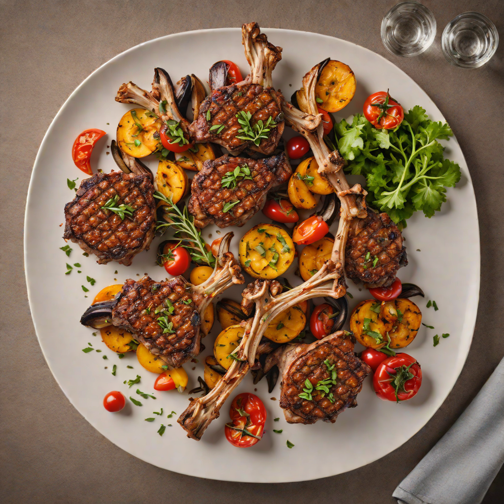 Harissa-Spiced Grilled Lamb Chops with Roasted Vegetables
