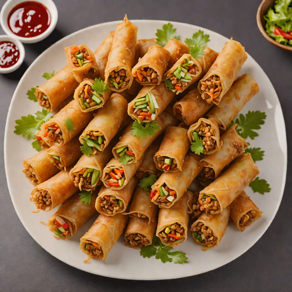 Deep-Fried Lumpia Rolls with Ground Pork and Vegetables