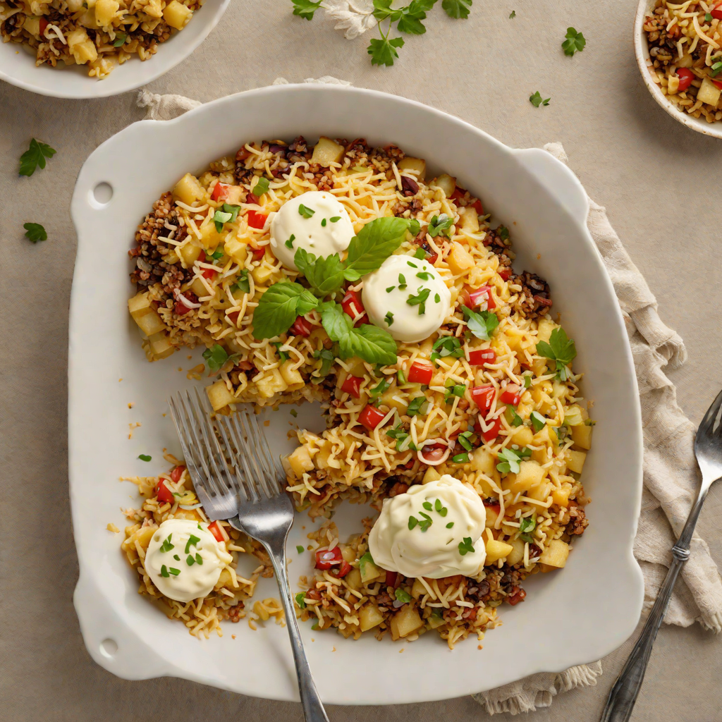 Baked Quinoa and Potato Casserole with Aymara Cheese