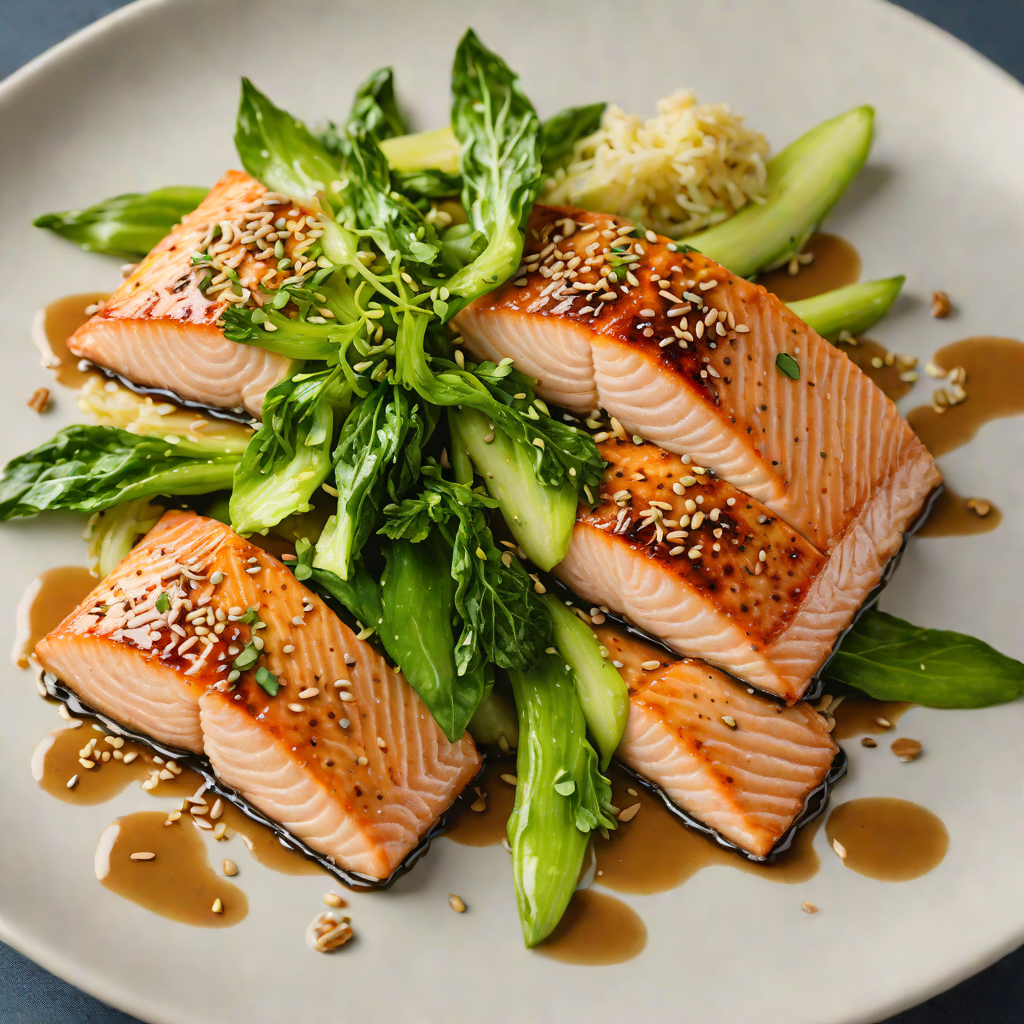 Pan-Seared Salmon with Miso-Sesame Glaze and Bok Choy