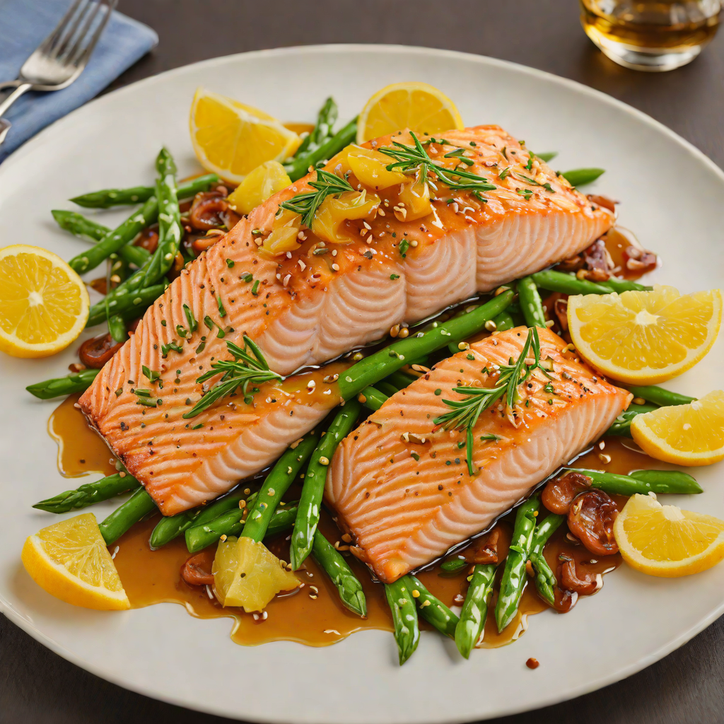 Pan-Seared Salmon with Citrus-Honey Glaze and Sautéed Green Beans