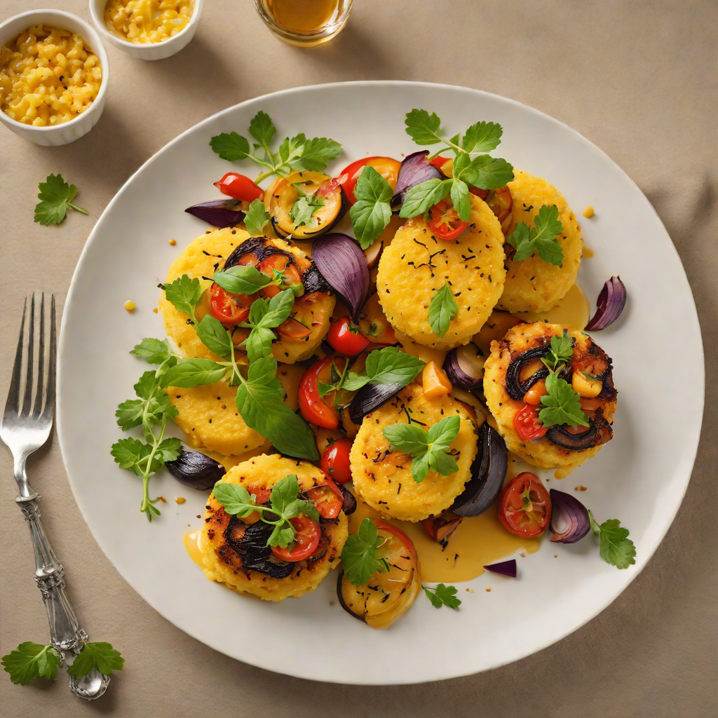 Pan-Fried Polenta Cakes with Roasted Vegetables