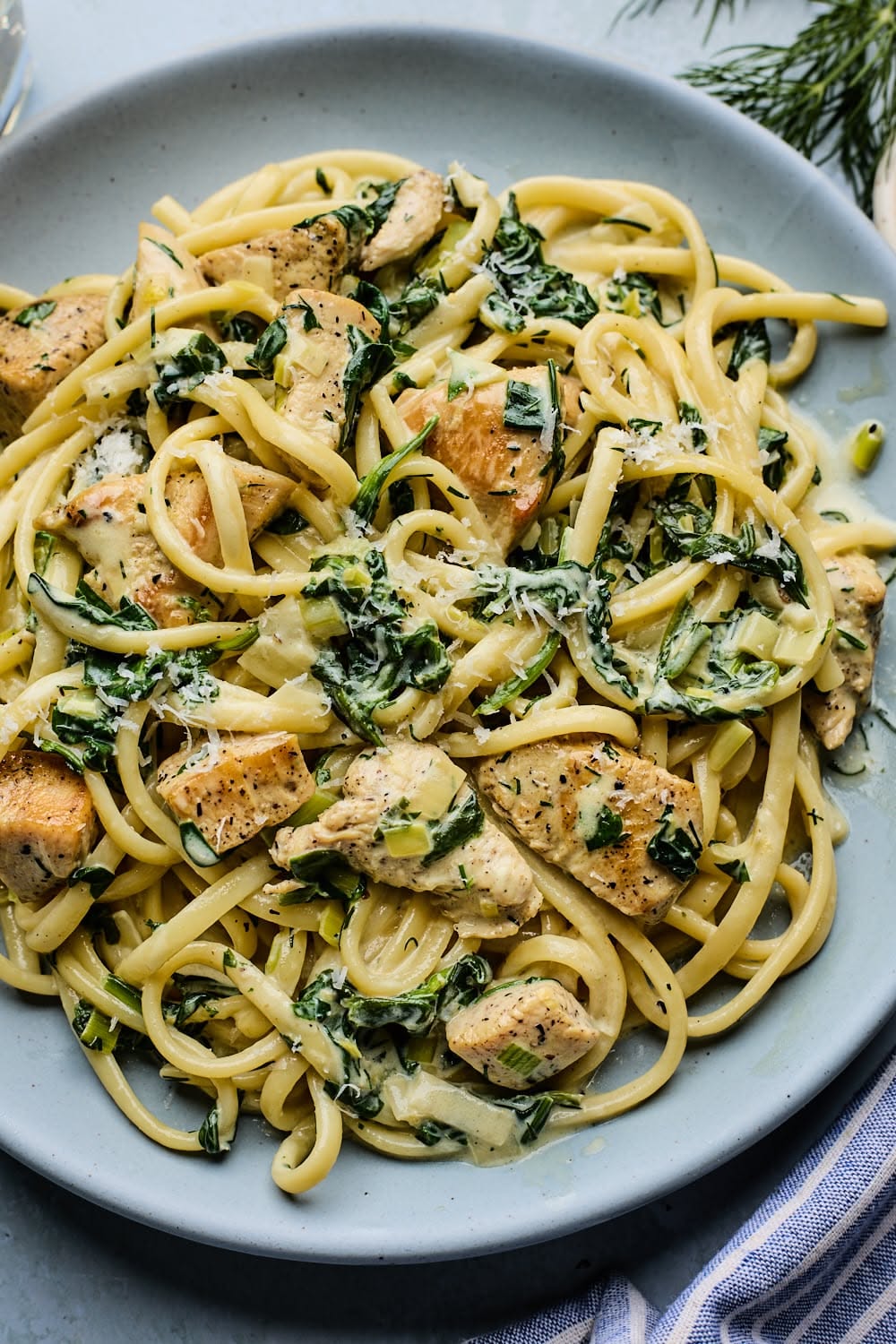 Herb-Roasted Chicken with Lemon and Spinach Pasta
