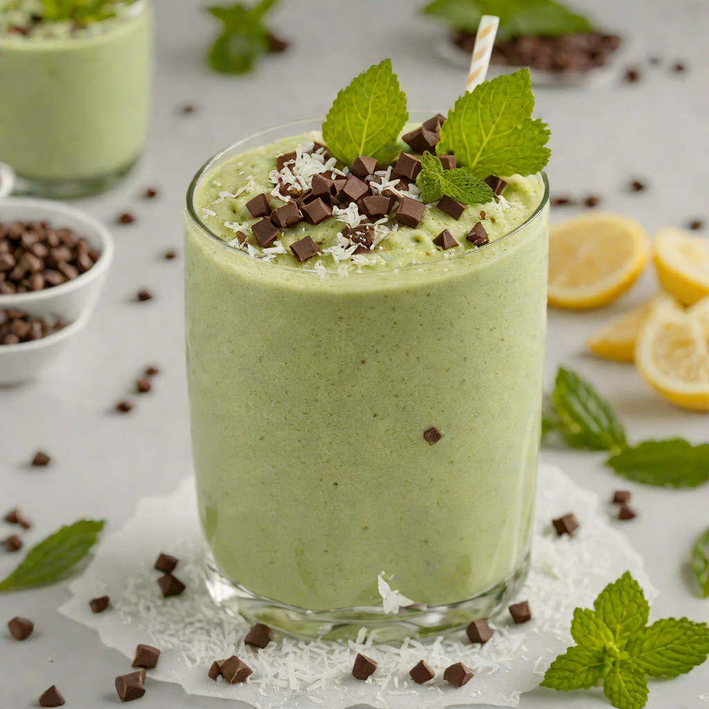 Snowflake-Inspired Iced Mint Chocolate Chip Smoothie