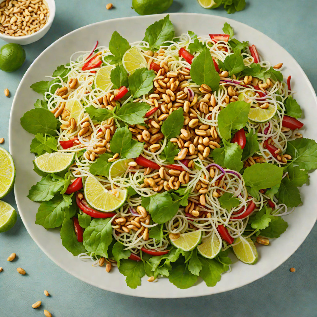 Cold Green Papaya Salad with Roasted Peanuts and Lime Dressing