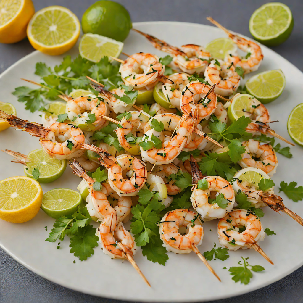Grilled Citrus-Marinated Shrimp Skewers with Cilantro Lime Sauce