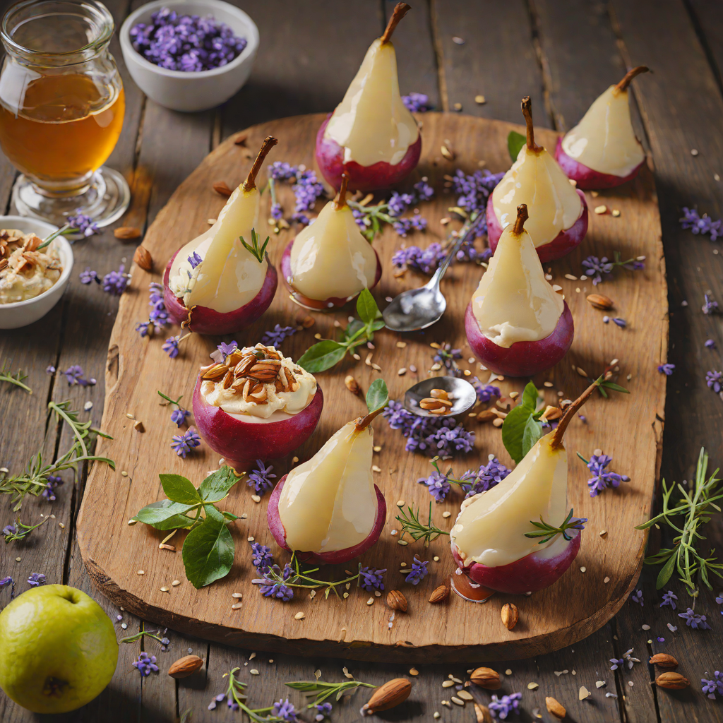 Honey-Lavender Poached Pears with Almond Cream