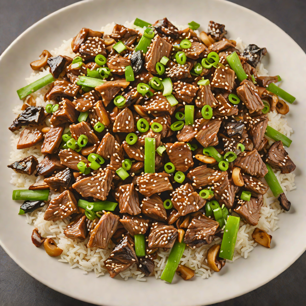 Stir-Fried Korean Bulgogi Beef with Mushrooms and Scallions