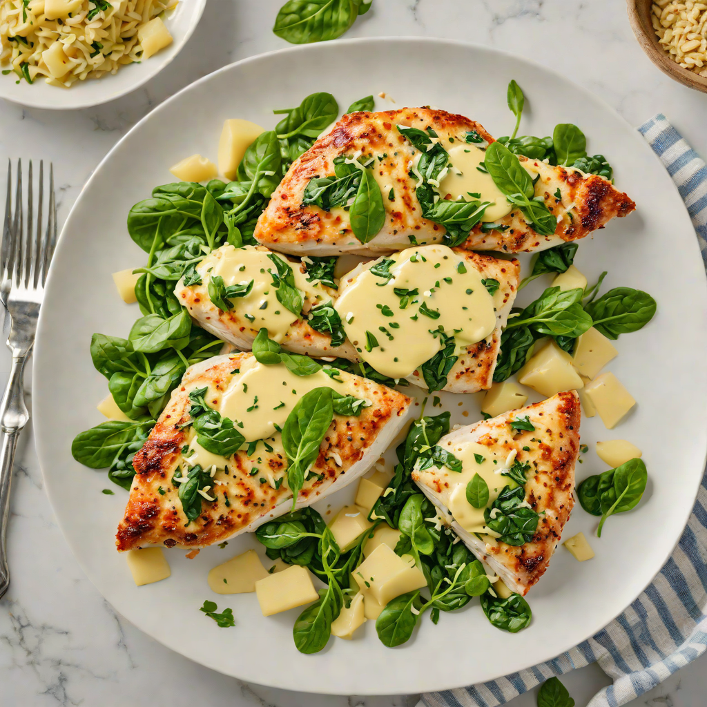 Cheesy Spinach-Stuffed Chicken Breasts with Garlic Butter