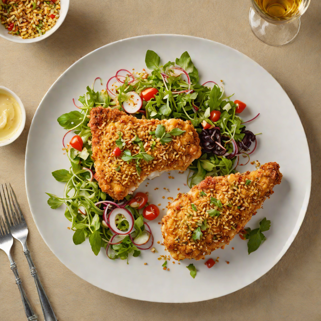 Macadamia-Crusted Chicken with Wattleseed and Bush Pepper Salad