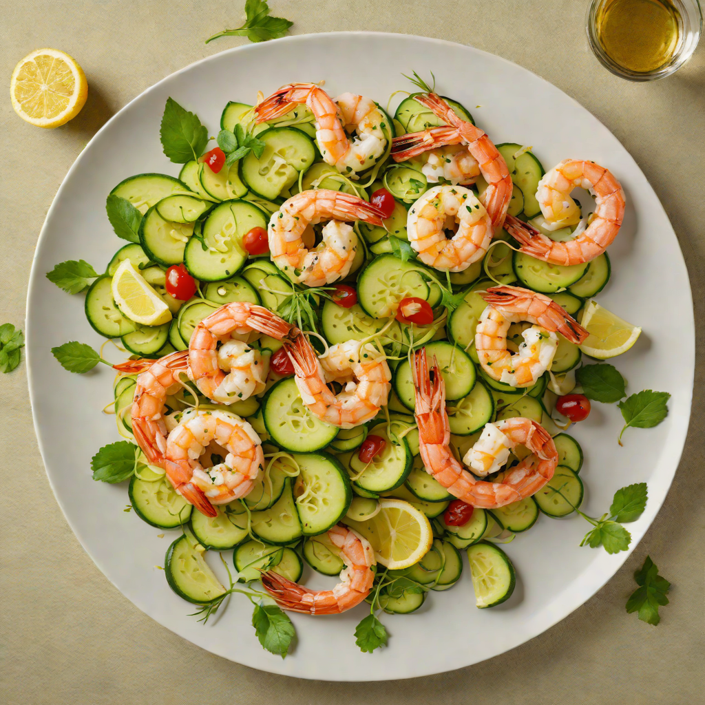 Pan-Seared Lemon Garlic Shrimp with Summer Zucchini Ribbon Salad