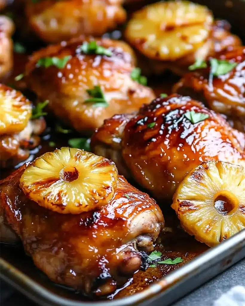 Honey-Sriracha Glazed Pineapple Chicken Thighs