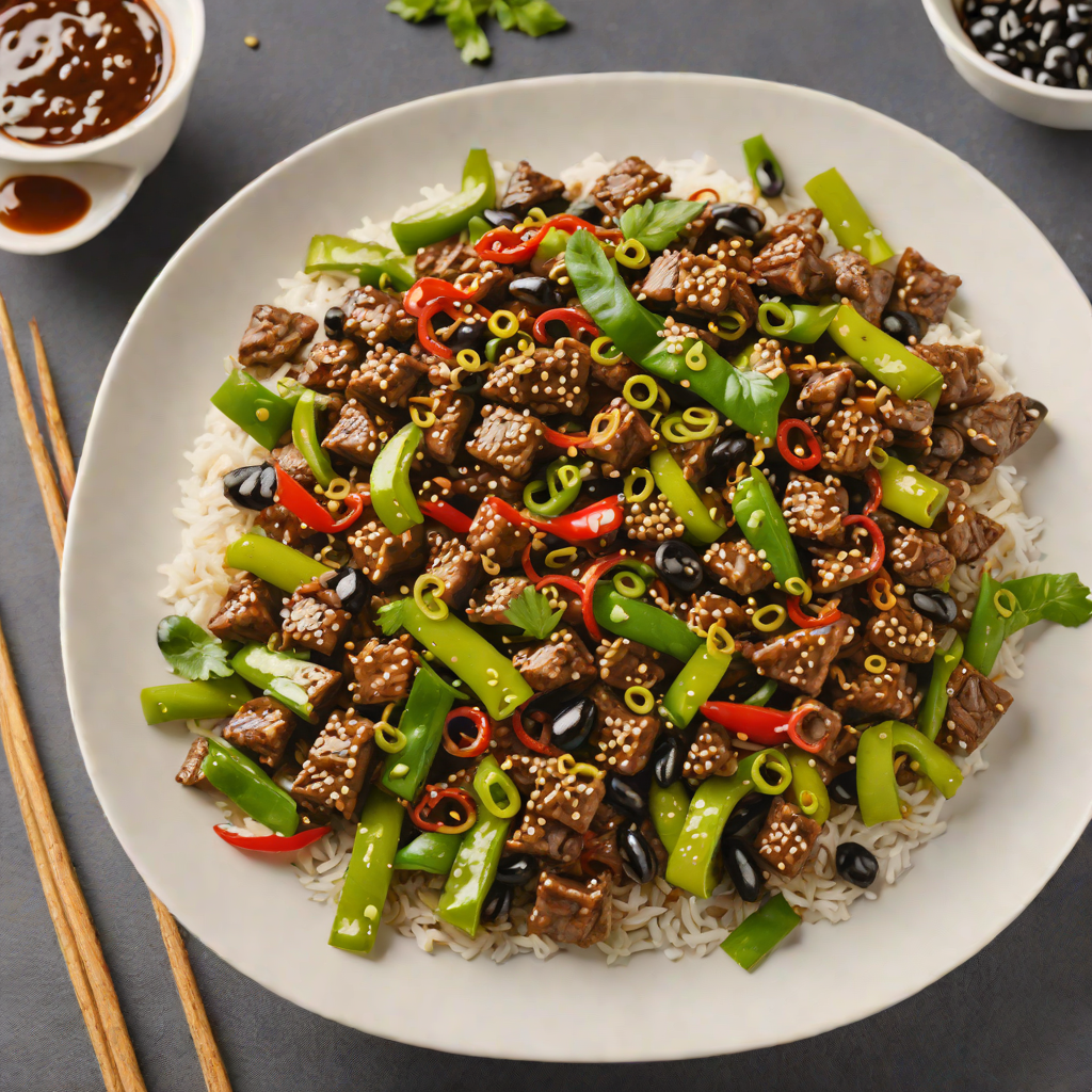 Hunan-Style Stir Fried Beef with Green Pepper and Black Bean Sauce