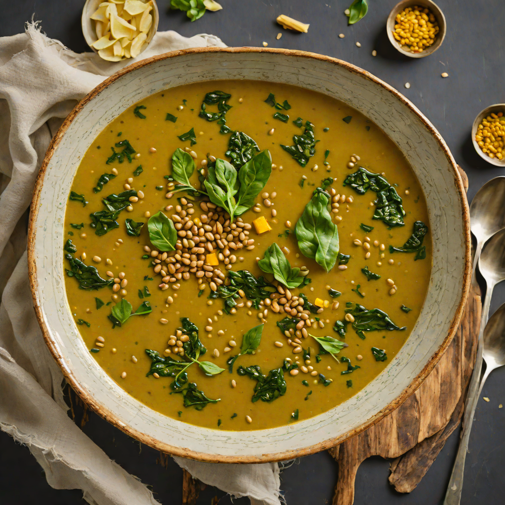 High-Protein Lentil and Spinach Soup with Turmeric and Garlic