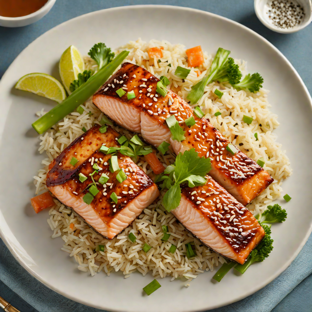 Honey-Soy Glazed Salmon with Sesame Scallion Rice