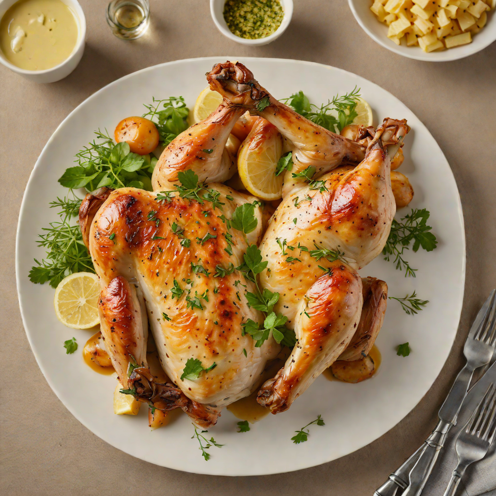 Half-Roasted Chicken with Herb Butter
