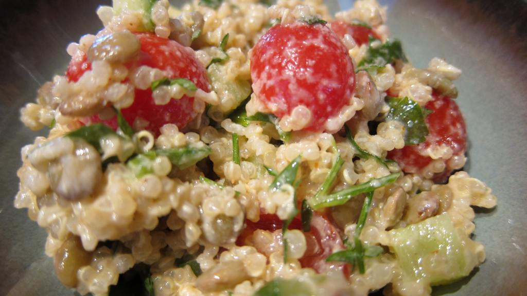 Spring Vegetable Quinoa Salad with Lemon-Tahini Dressing