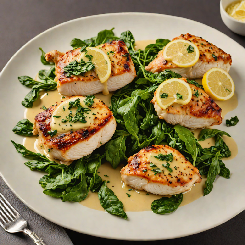 Pan-Seared Chicken with Lemon Butter Sauce and Wilted Spinach