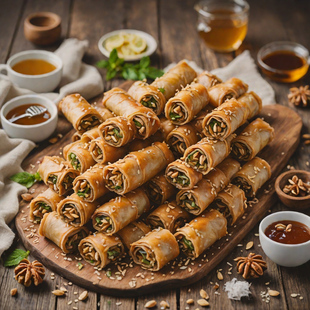 Honey-Rosewater Baklava Rolls with Walnut Filling