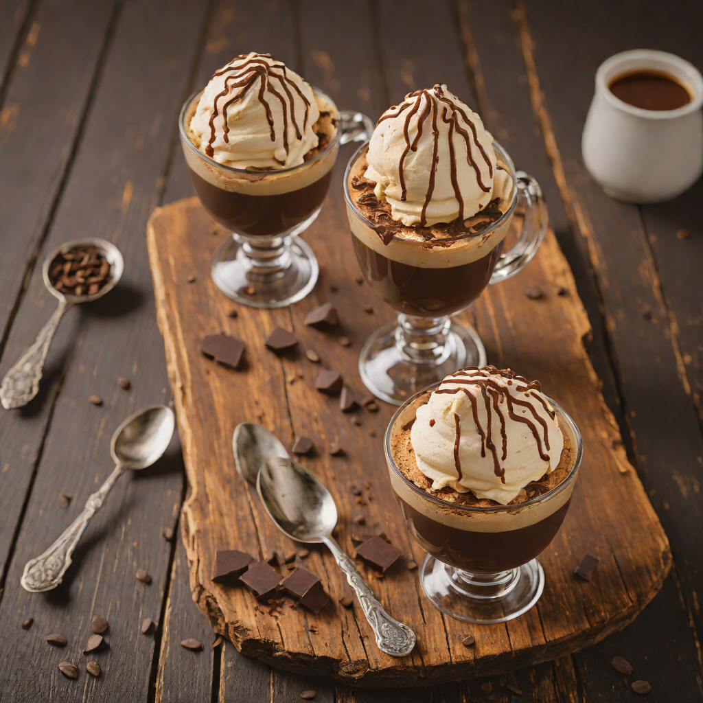 Coffee Affogato with Chocolate and Whipped Cream