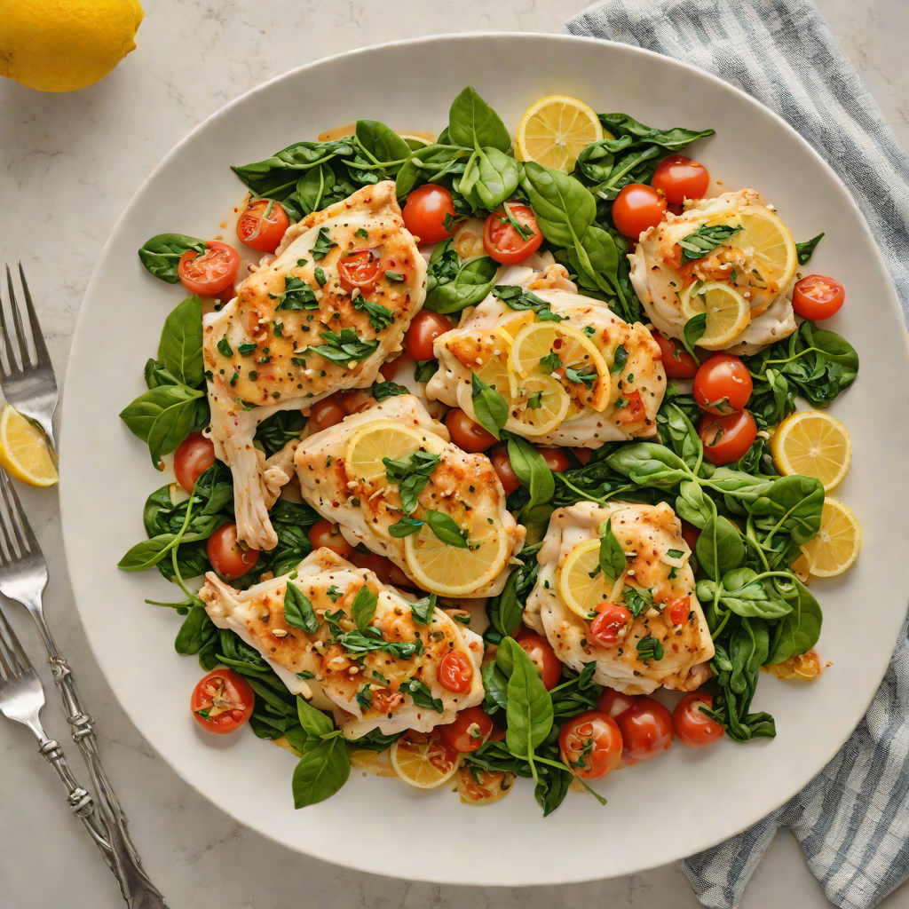 Stovetop Lemon-Garlic Chicken with Spinach and Tomato