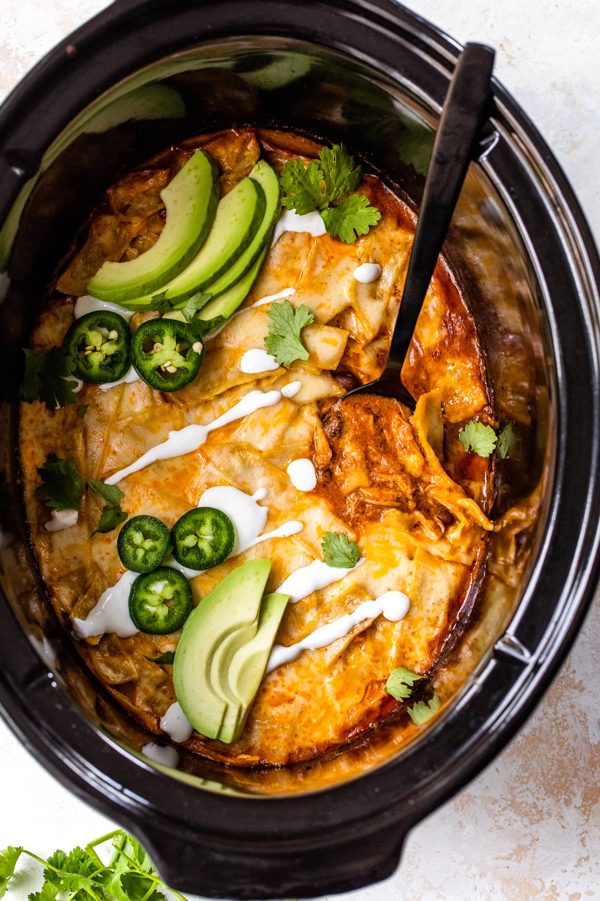 Slow Cooker Chicken Enchiladas with Black Beans