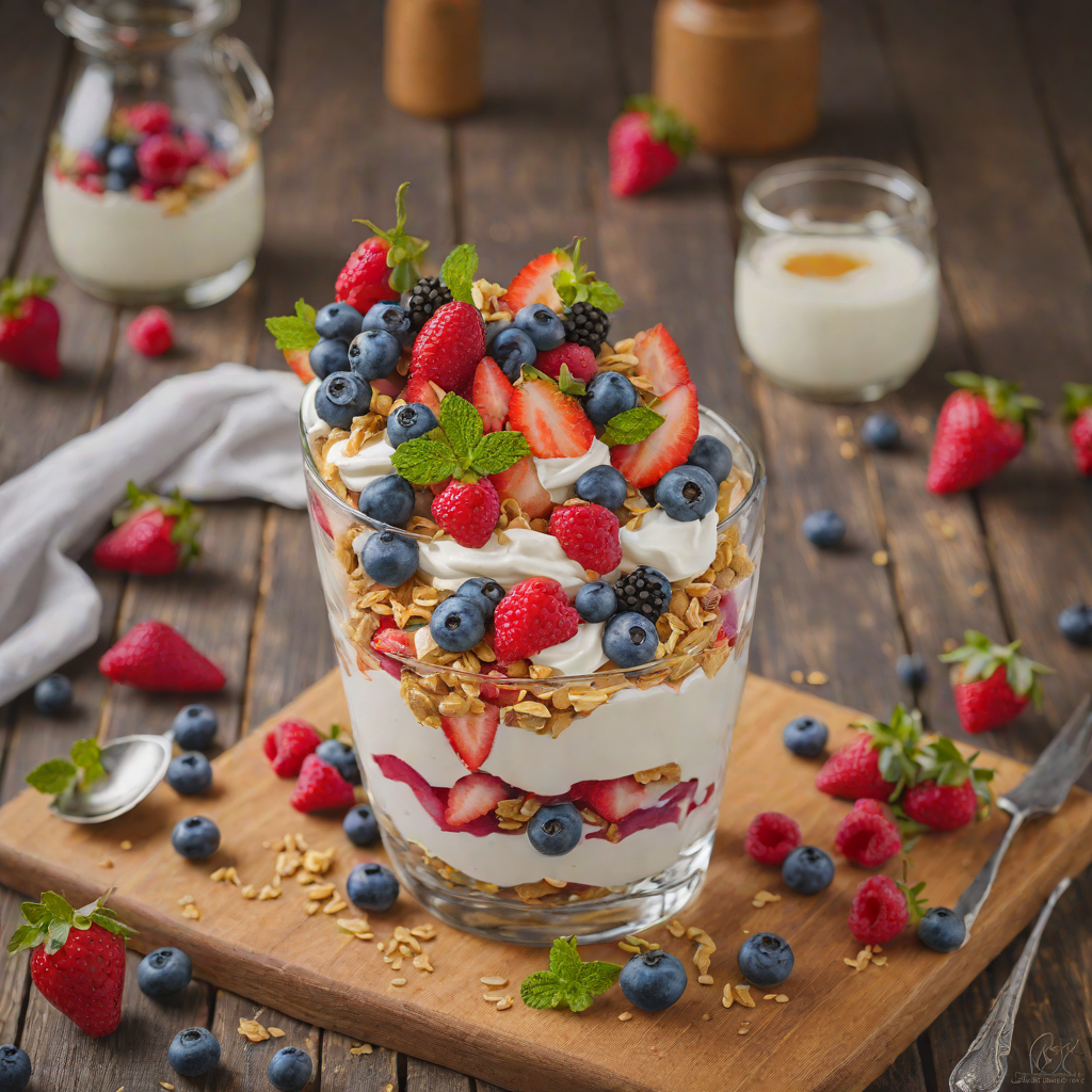 Star-Spangled Berry Parfait with Vanilla Yogurt and Honey