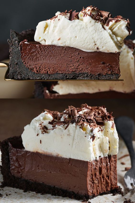 No-Bake Chocolate Pudding Tart with Whipped Cream Swirl