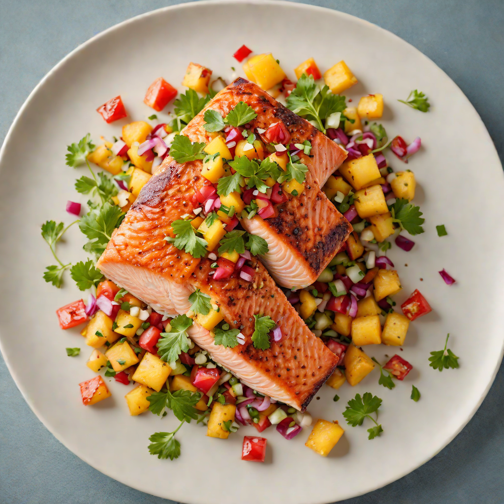 Pan-Seared Salmon with Charred Peach Salsa
