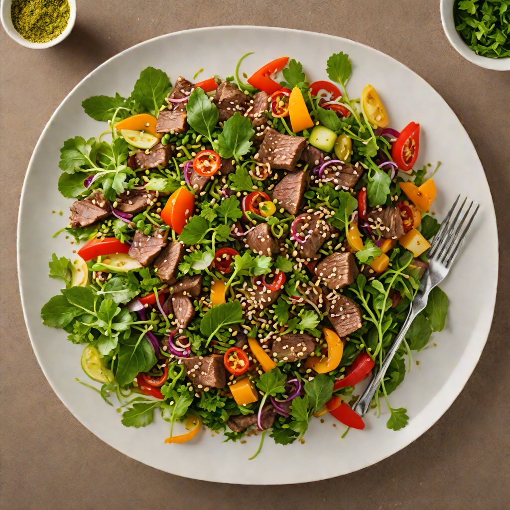 Kangaroo Stir-Fry with Finger Lime and Sesame Greens
