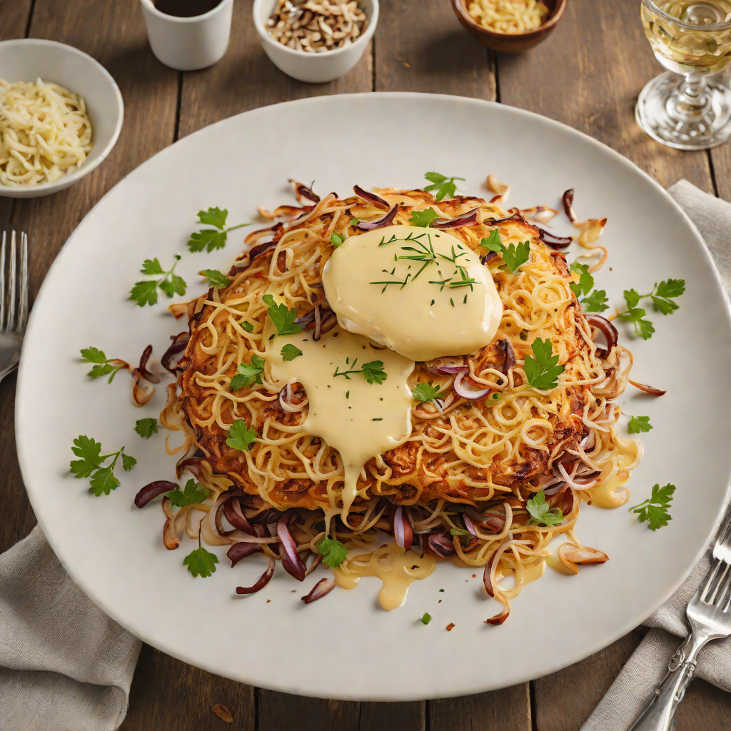 Creamy Rösti with Smoked Gruyère and Caramelized Onions