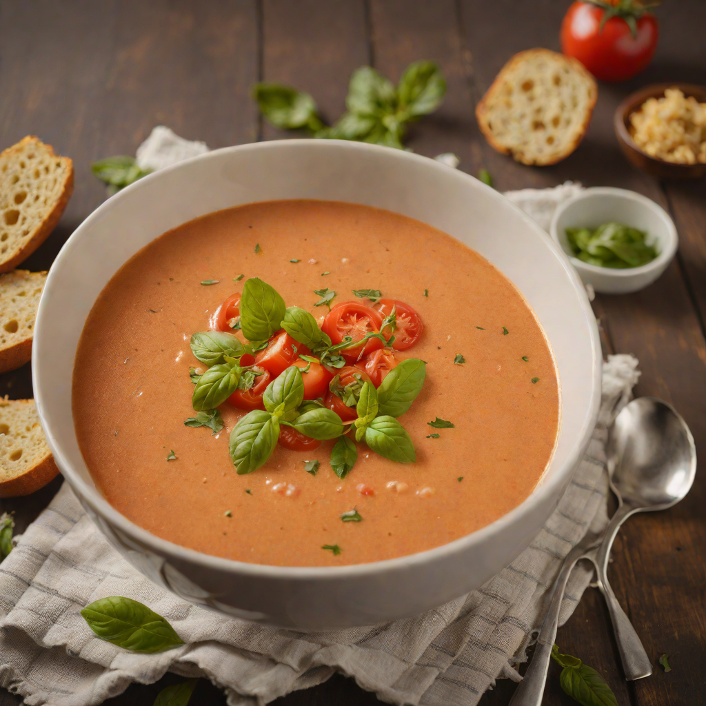 Half-Creamed Tomato Basil Soup
