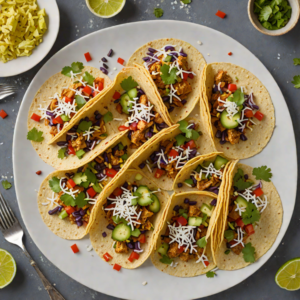 Snowflake-Patterned Blue Corn Tortilla Tacos with Spiced Chicken
