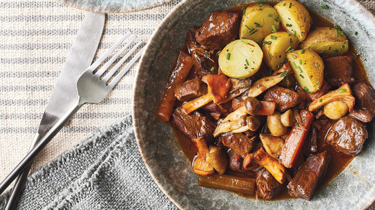 French Beef Bourguignon with Red Wine and Mushrooms