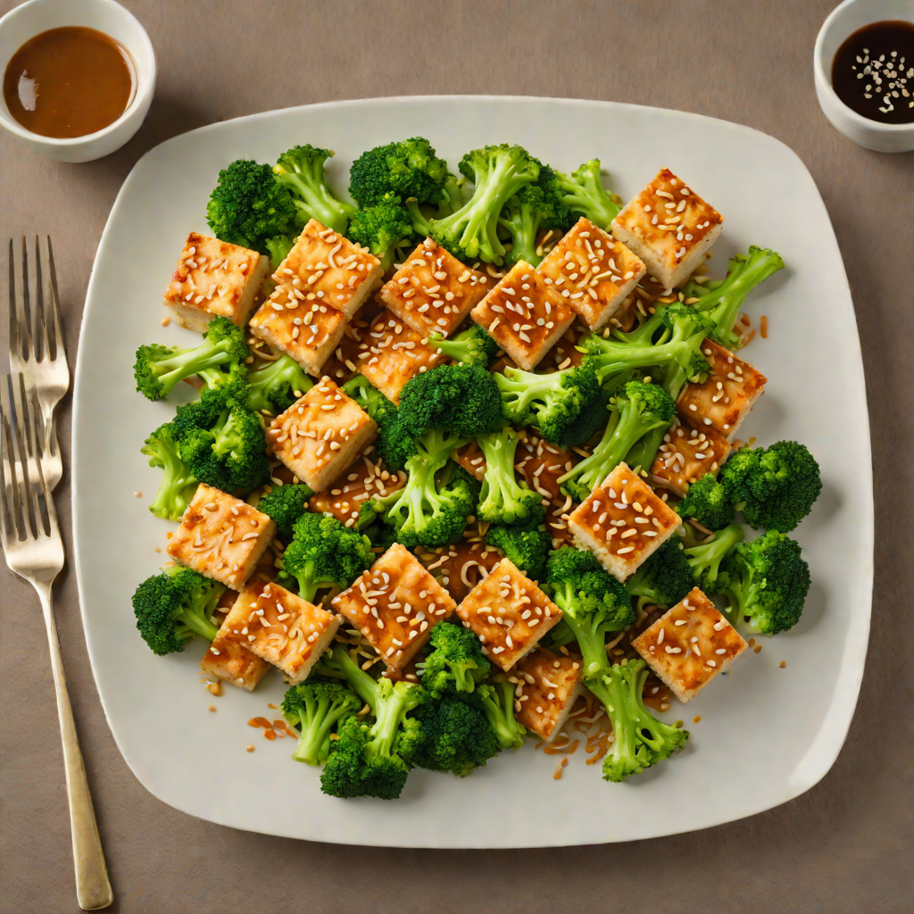 Pan-Seared Sesame Tofu with Garlic Broccoli Stir-Fry