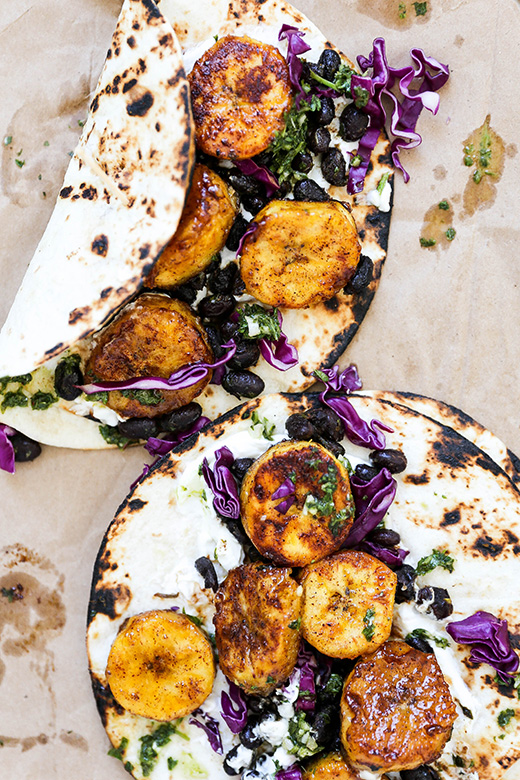 Caribbean-Style Black Bean and Sweet Plantain Tacos