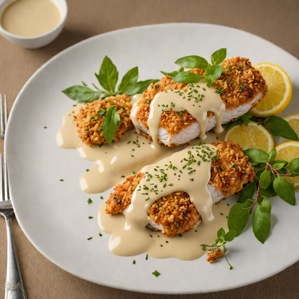 Macadamia-Crusted Chicken with Lemon Myrtle Cream Sauce