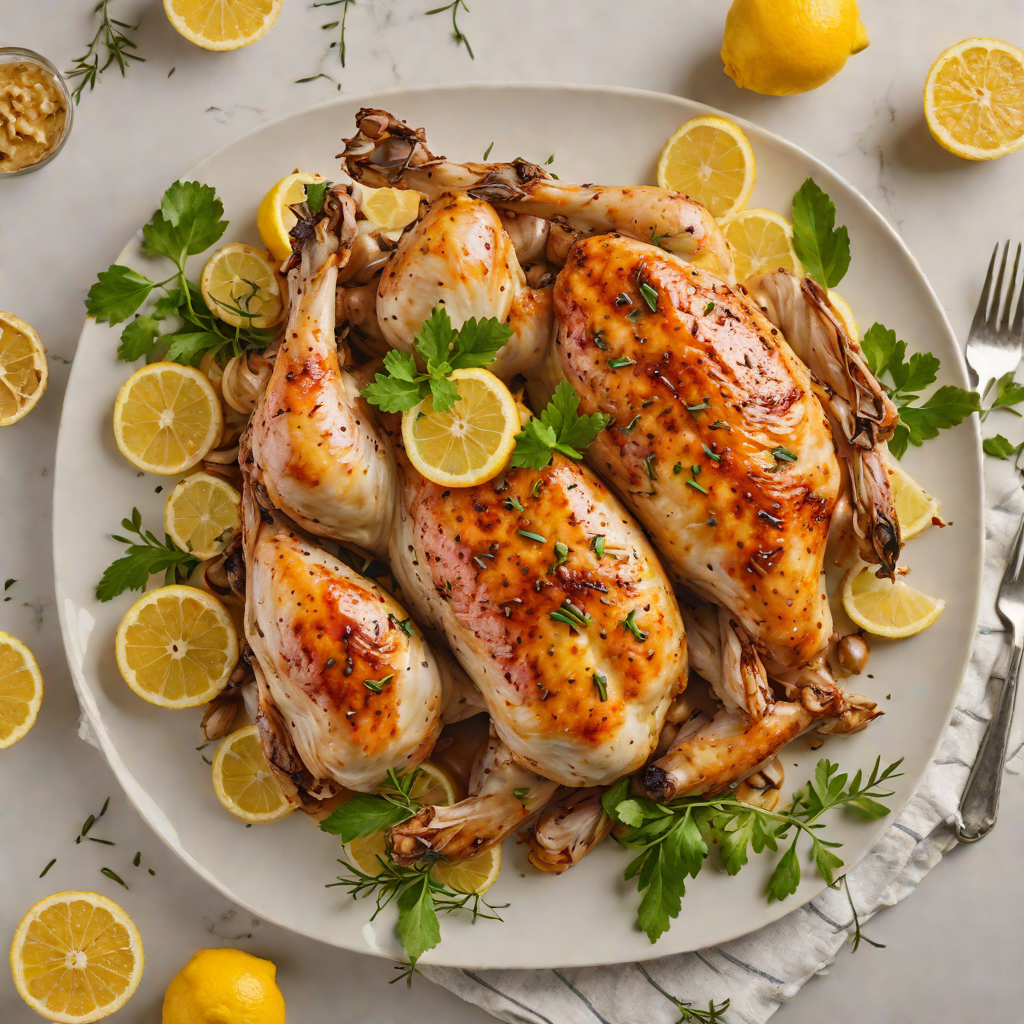 Half-Roasted Chicken with Lemon and Garlic