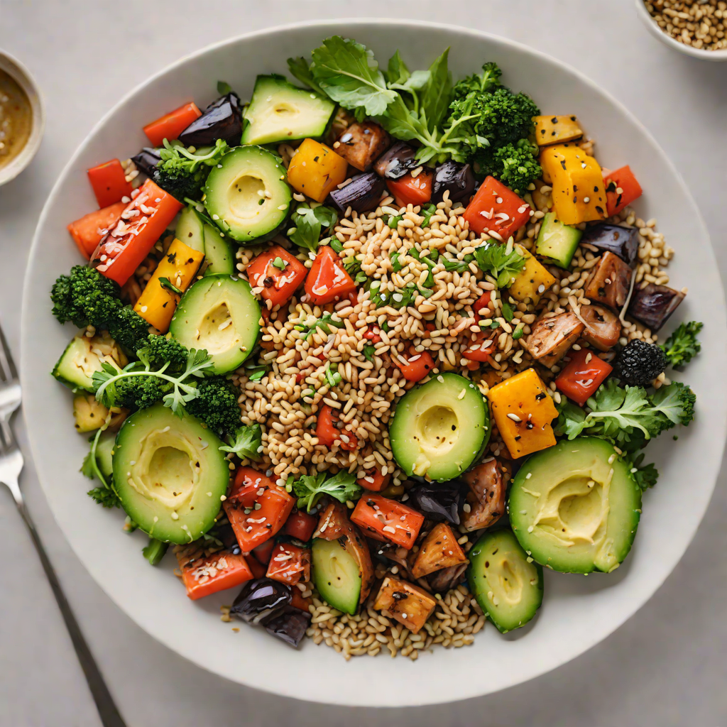 Half-Sized Vegan Buddha Bowl with Quinoa and Roasted Veggies