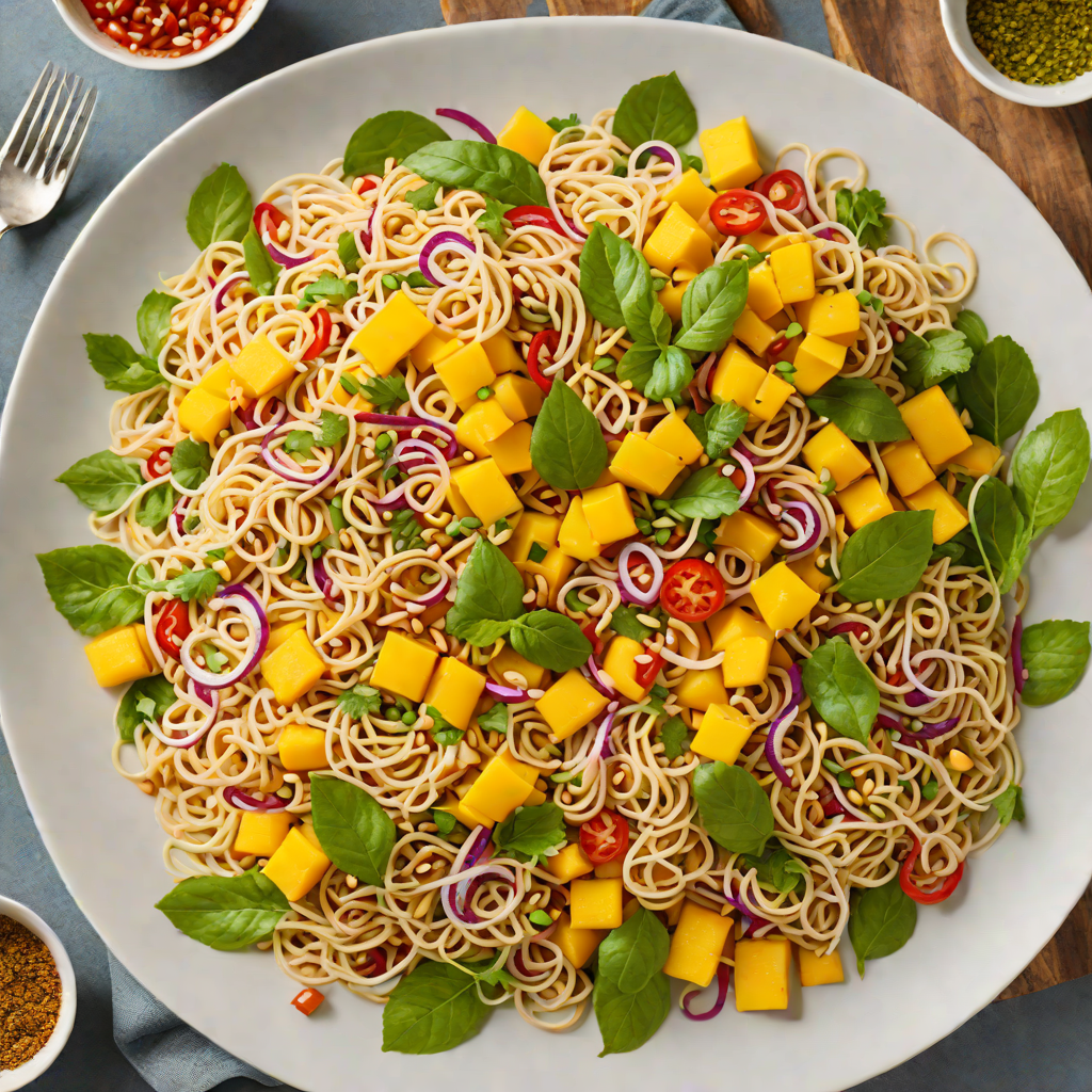 Cold Thai Mango Noodle Salad with Spicy Peanut Dressing