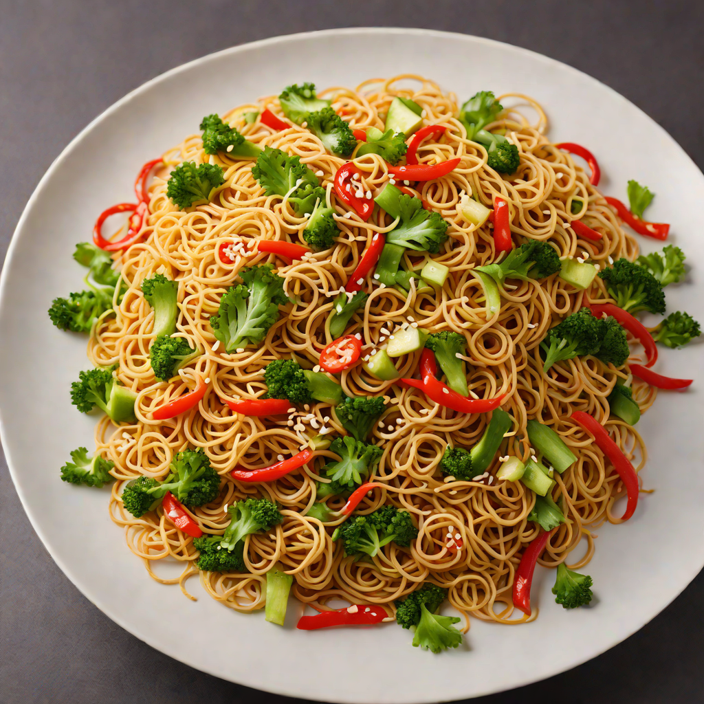 Stir-Fried Noodles with Garlic Chilli Oil and Vegetables