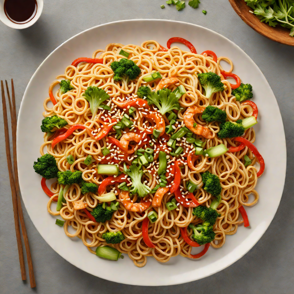 Stir-Fried Udon Noodles with Spicy Gochujang and Vegetables