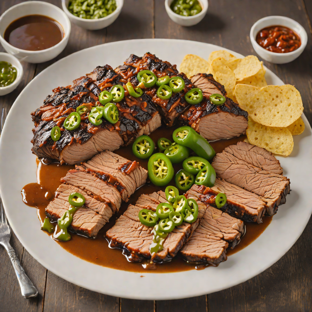 Smoky Texas-Style Barbecue Brisket with Spiced Jalapeño Sauce