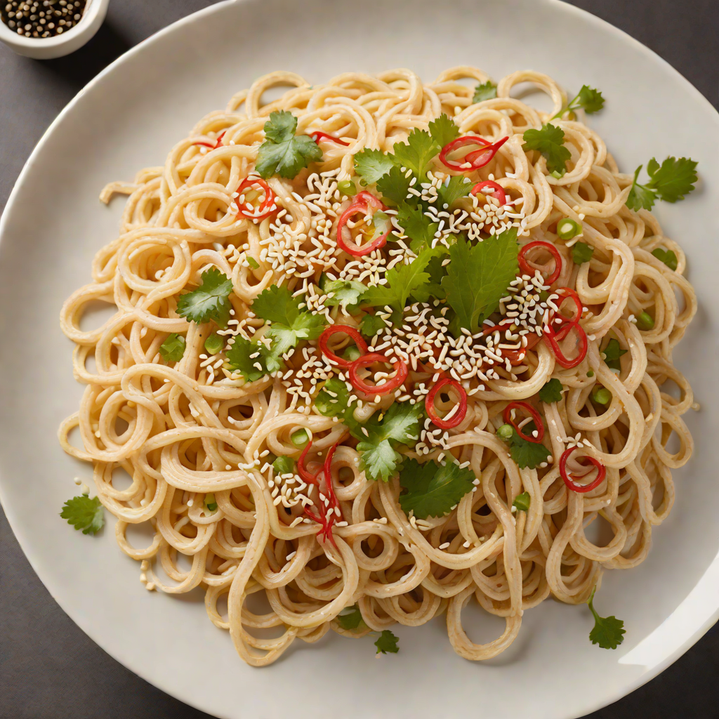 Sakura-Infused Chilled Udon with Sesame-Ginger Dressing