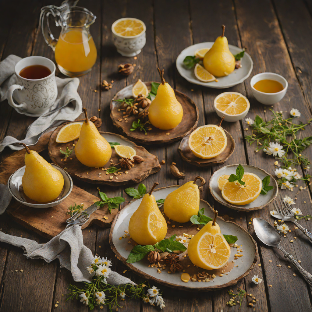 Winter Citrus and Chrysanthemum Tea Poached Pears